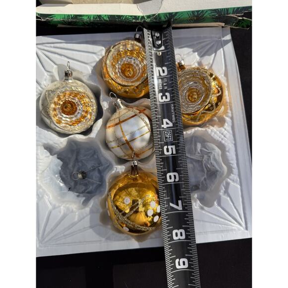 VINTAGE KURT S ADLER CHRISTMAS ORNAMENTS CZECHOSLOVAKIA GOLD AND SILVER -S1 - Picture 5 of 10